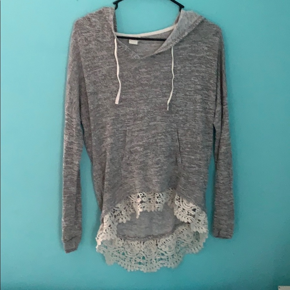Gray laced light sweatshirt size 5